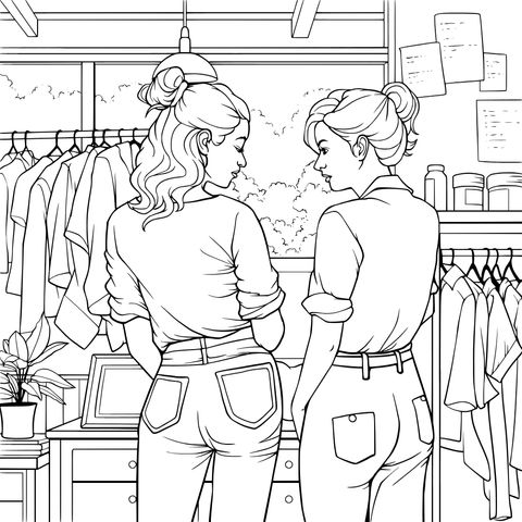 闺蜜服装店内交流