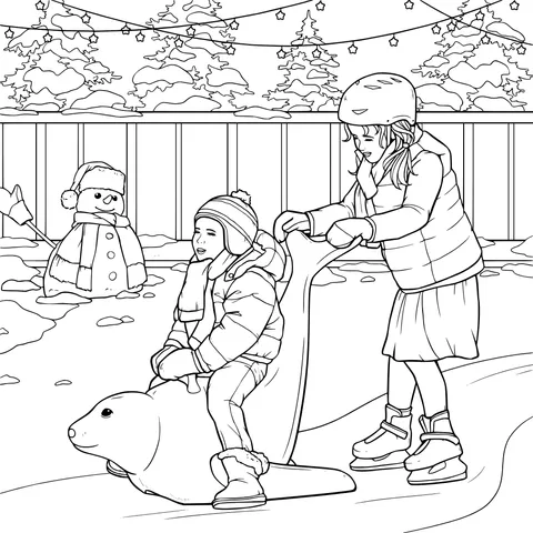 Happy Ice - skating Time in Winter