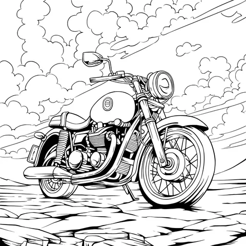 Vintage Motorcycle under the Sunset