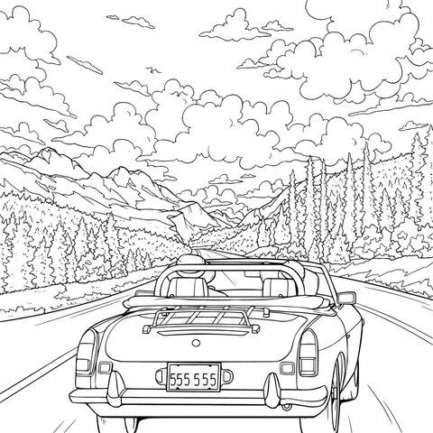 Convertible Car Journey on a Mountain Road