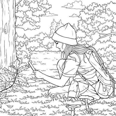 森林中的探索女孩