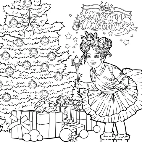 Christmas - girl and Christmas tree