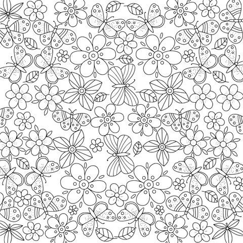 Colorful Flower and Butterfly Pattern