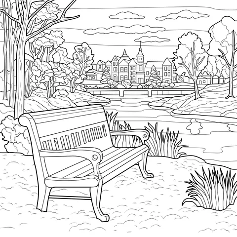 Winter View of a Park Bench