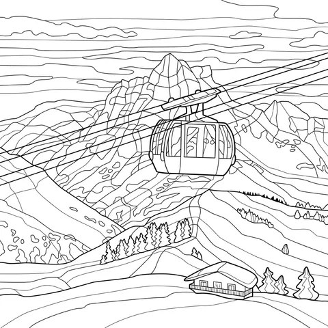 Beautiful Scenery of a Cable - car in the Mountains
