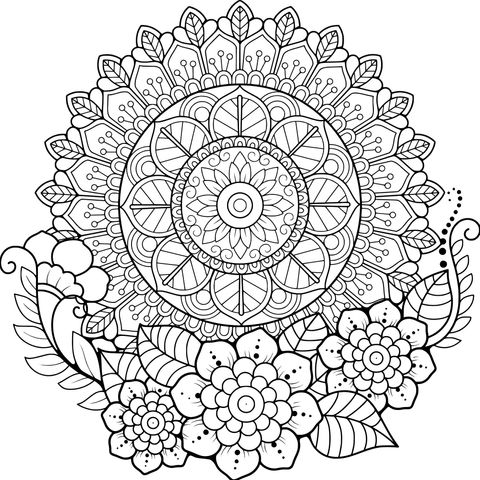 多彩曼陀罗花卉图案