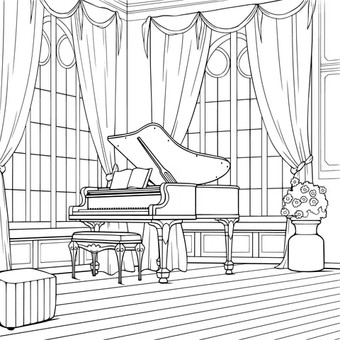 Piano room with sunlight streaming in