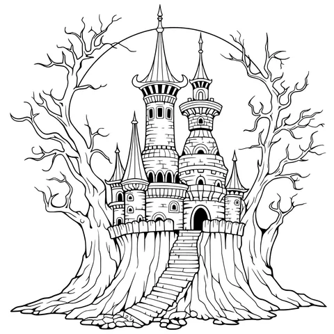 Mysterious Castle under the Moonlight