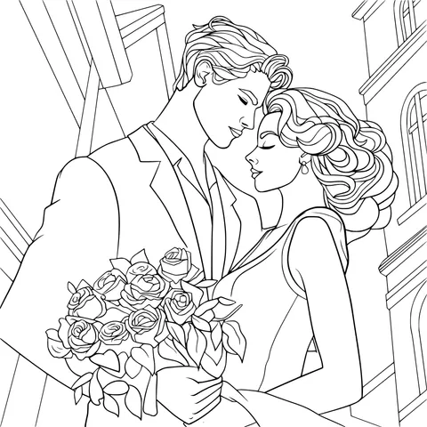 Romantically - embracing couple