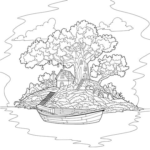 湖畔树屋美景