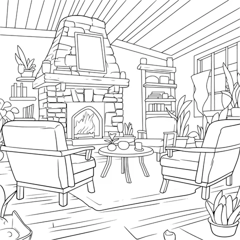 Cozy living room with a fireplace