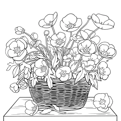 Red Flowers in a Basket