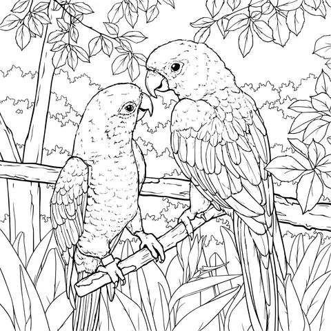 Two Parrots on a Branch