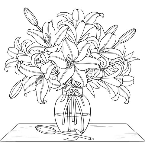 瓶插百合花