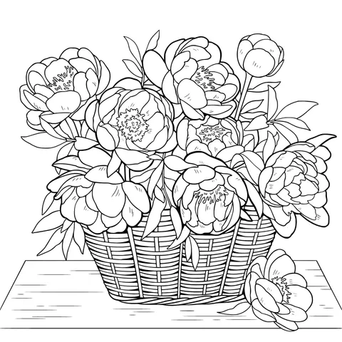 Peonies in a Basket