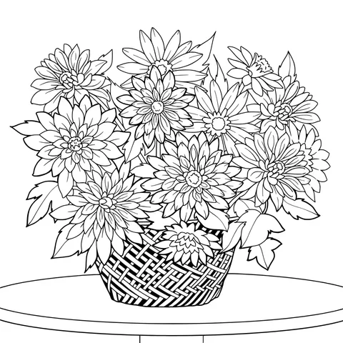 Colorful flowers in a basket