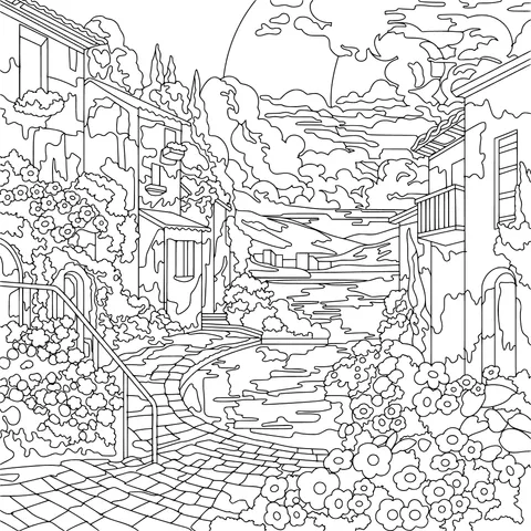 Flower - lined Path by the River