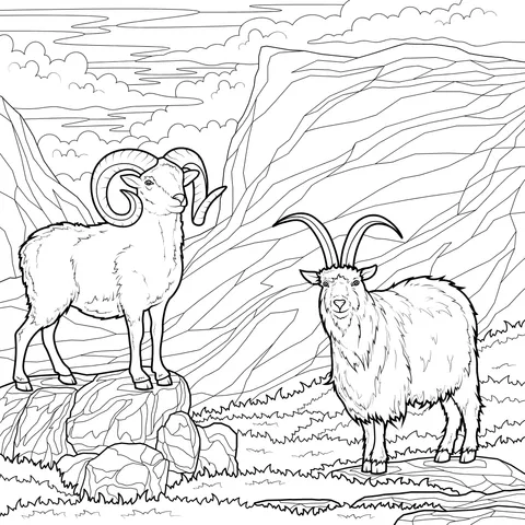 Two goats in the mountains
