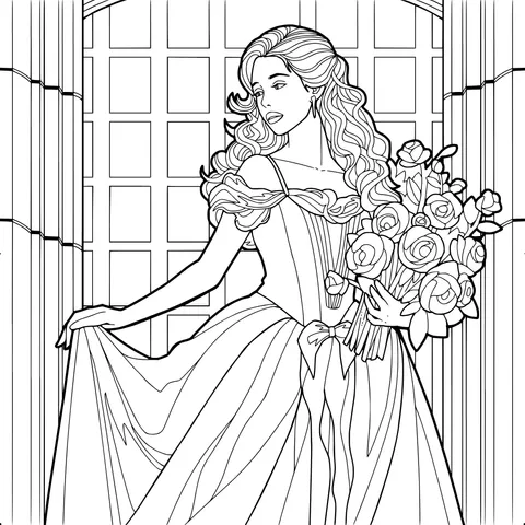 Elegant Woman Holding Roses
