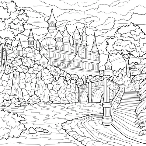 Fantasy Castle and Natural Landscape