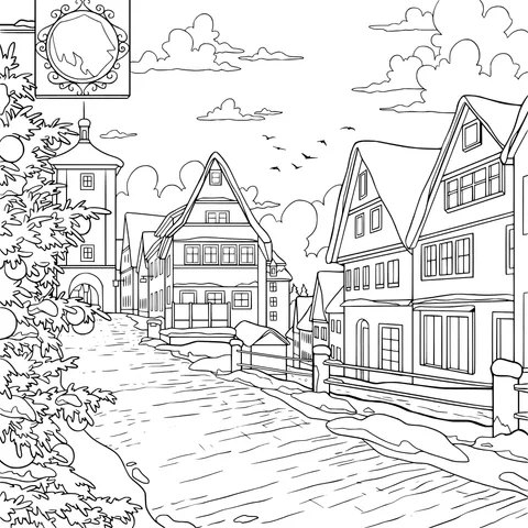 Winter Town Street View