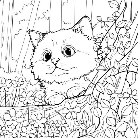 花丛中的猫咪