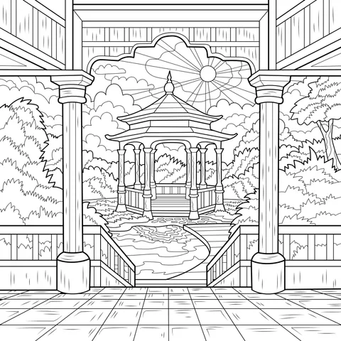 Natural scenery among pavilions and terraces