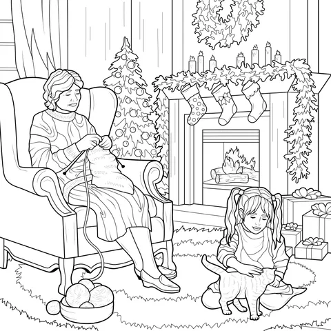 Warm Christmas Family Scene