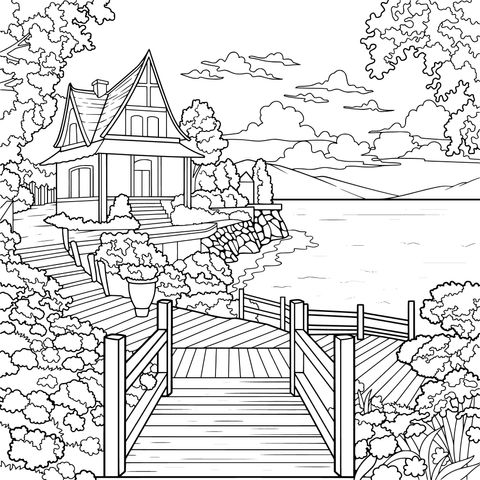 湖畔秋日小屋