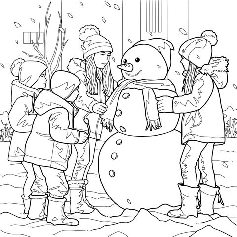 孩子们在堆雪人