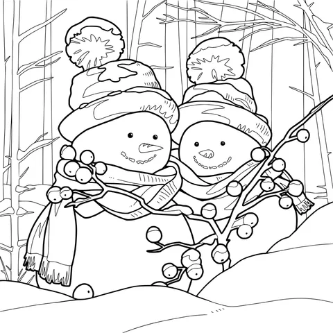 Snowman Companions in the Snow