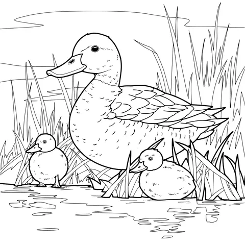 Mother Duck and Ducklings