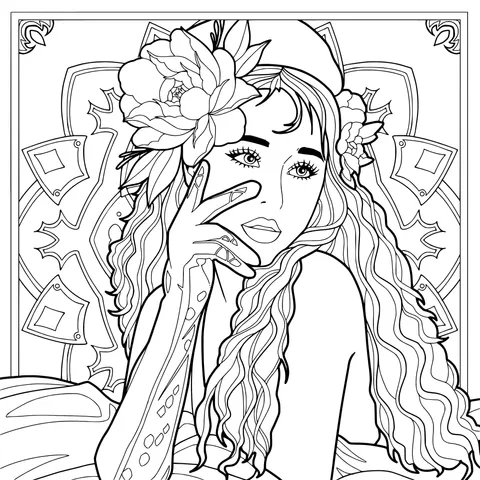 An Elegant Woman with a Flower - adorned Beret