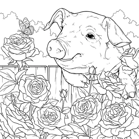 Pig and Roses