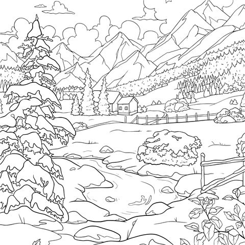 冬日山间雪景