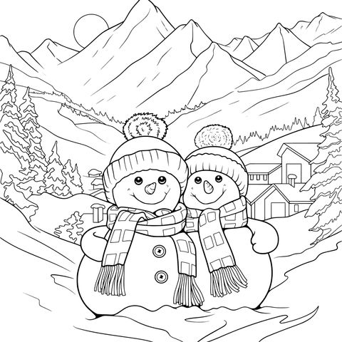 冬日雪景中的雪人伙伴
