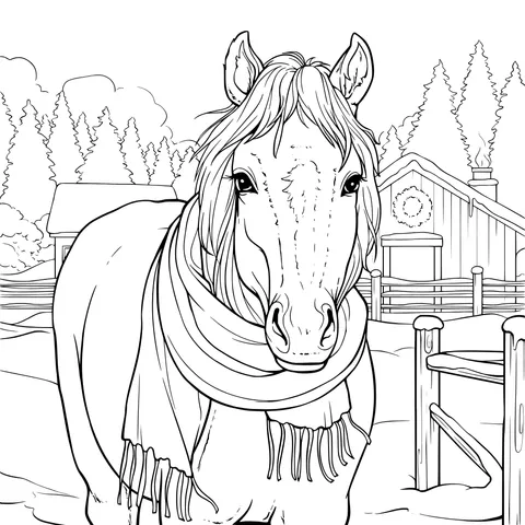 Horse with Scarf in Winter