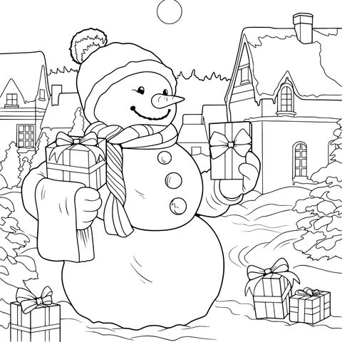 Joyful Snowman Giving Gifts