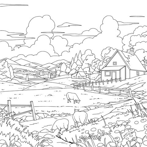 Paisagem pastoral idílica