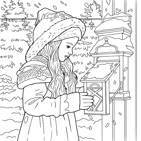 雪中开信箱的女孩