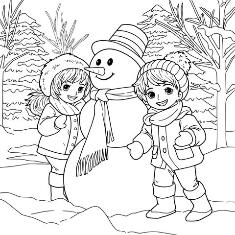 孩子们在堆雪人