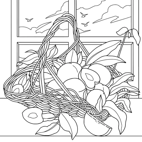 Peaches in a Basket by the Window