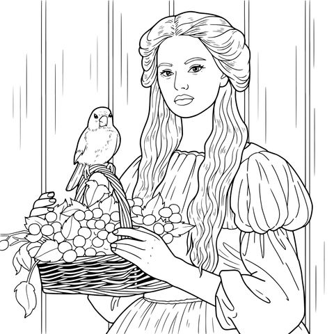 持篮少女与红鸟