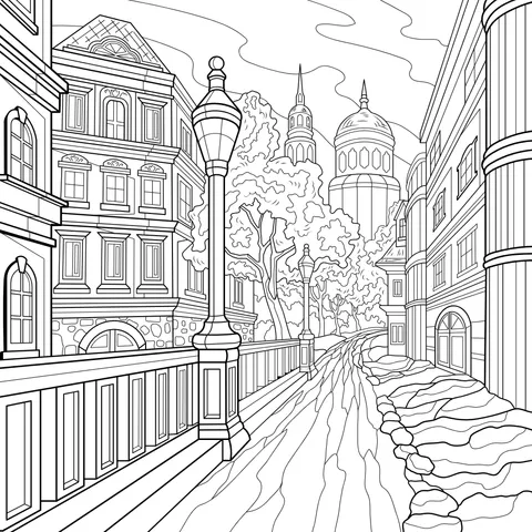 Winter City Street Scene