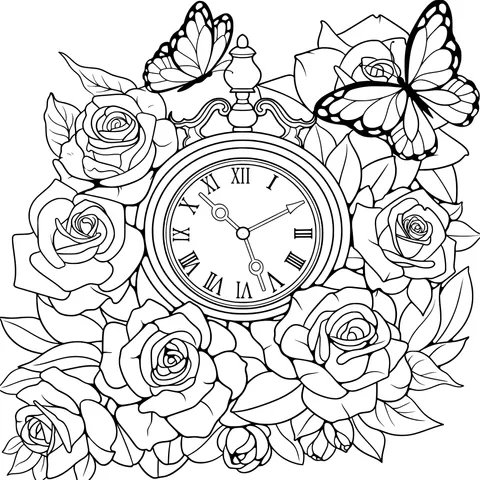 Pocket - watch Surrounded by Flowers