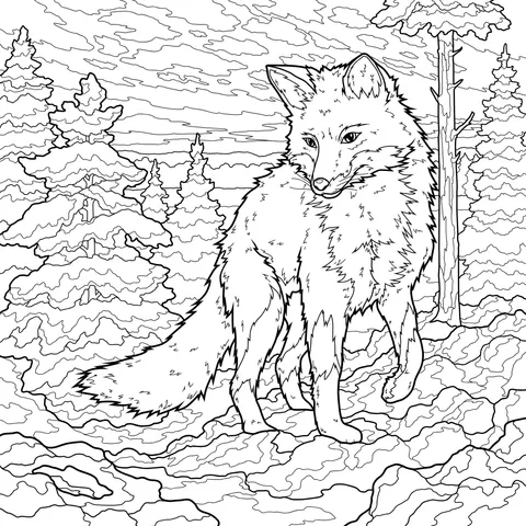 Red Fox in the Snowy Field