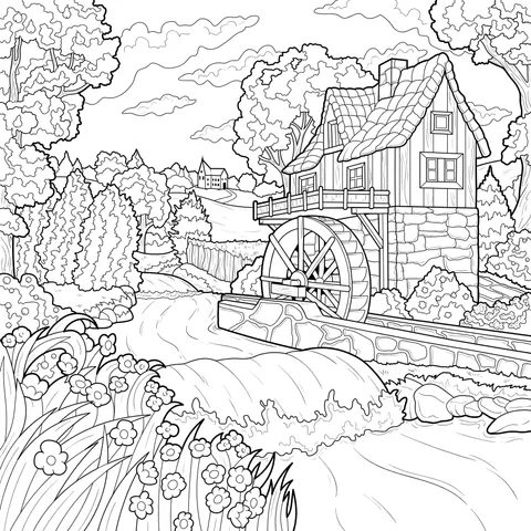Water - wheel Cottage by the Stream