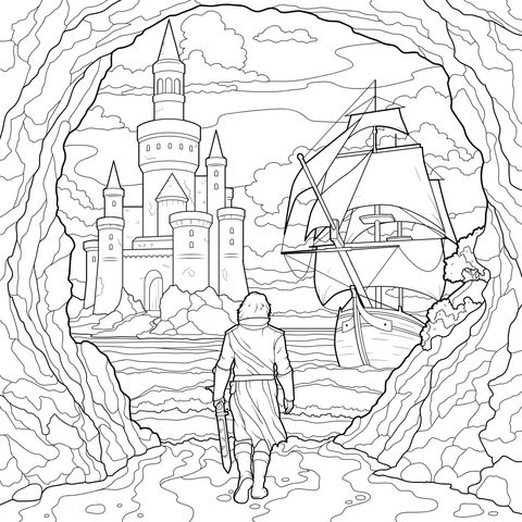 洞窟の出口での幻想的な光景