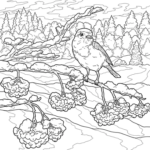 A Small Bird on a Branch in Winter
