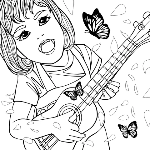 Girl playing the ukulele